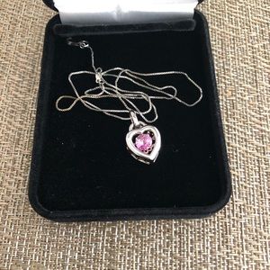 Silver Pink Heart Necklace
